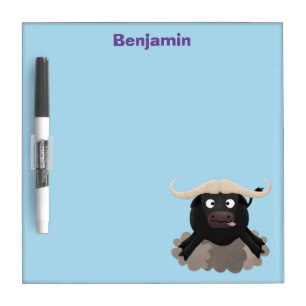 Funny running water buffalo cartoon dry erase board