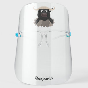 Funny running water buffalo cartoon face shield