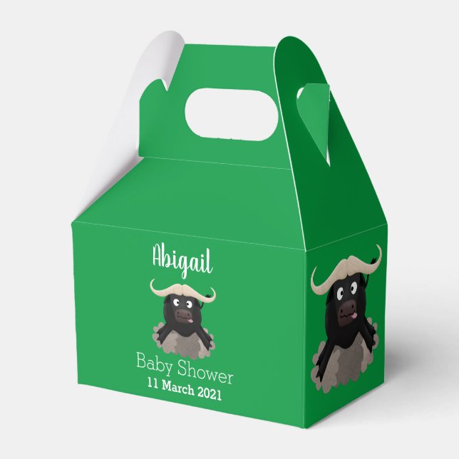 Funny running water buffalo cartoon favor boxes (Front Side)
