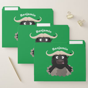 Funny running water buffalo cartoon file folder