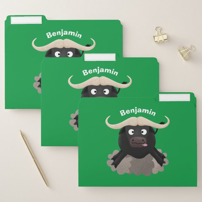 Funny running water buffalo cartoon file folder (Set)