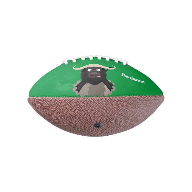 Funny running water buffalo cartoon football (Rotated 270)