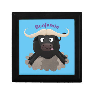Funny running water buffalo cartoon gift box