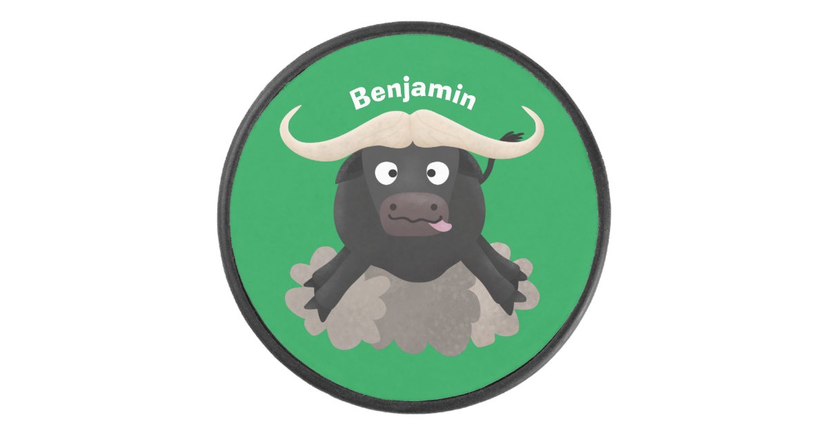 Funny running water buffalo cartoon hockey puck | Zazzle Funny running water buffalo cartoon hockey puck | Zazzle