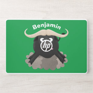 Funny running water buffalo cartoon HP laptop skin