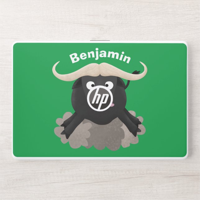 Funny running water buffalo cartoon HP laptop skin (Front)