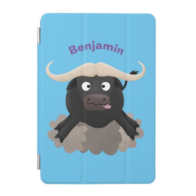 Funny running water buffalo cartoon iPad mini cover (Front)