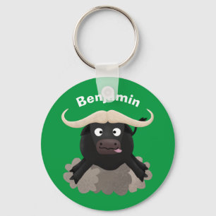 Funny running water buffalo cartoon keychain