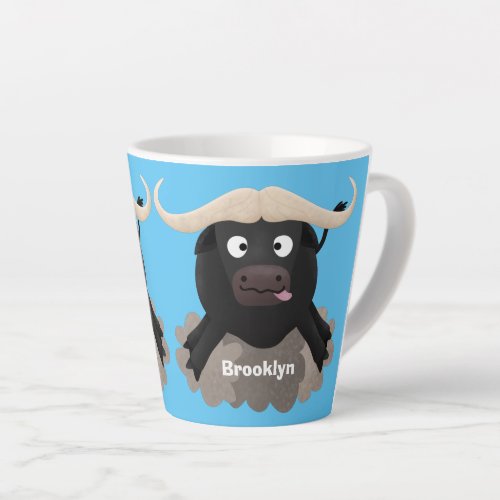 Funny running water buffalo cartoon latte mug