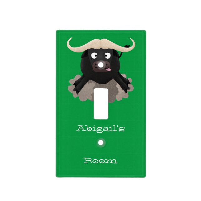 Funny running water buffalo cartoon  light switch cover (Front)