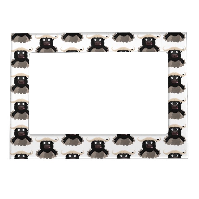 Funny running water buffalo cartoon magnetic frame (Front)