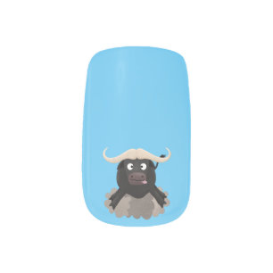 Funny running water buffalo cartoon minx nail art