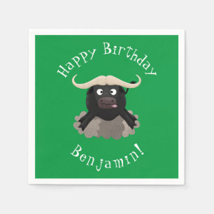 Funny running water buffalo cartoon napkins