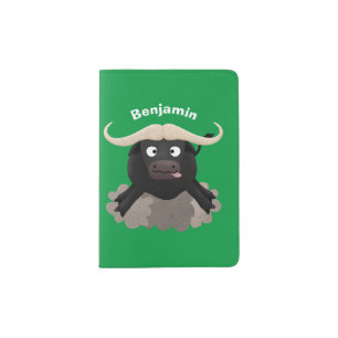 Funny running water buffalo cartoon passport holder
