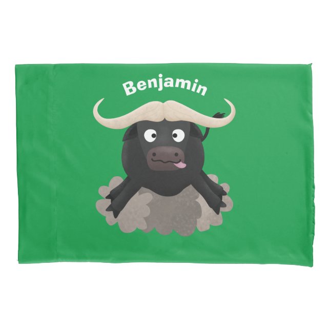 Funny running water buffalo cartoon pillow case (Front)