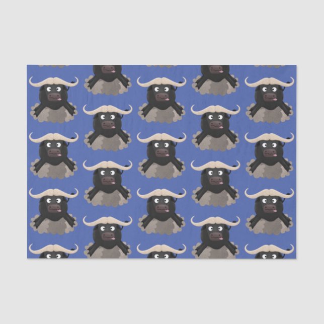 Funny running water buffalo cartoon tissue paper (Front)