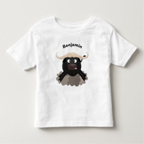 Funny running water buffalo cartoon toddler t_shirt