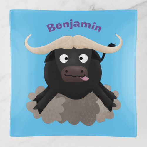 Funny running water buffalo cartoon trinket tray