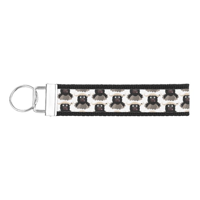 Funny running water buffalo cartoon wrist keychain (Keys on Left)