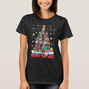 Funny Russian Blue Cat Lovers Cute Holiday Christm T-Shirt