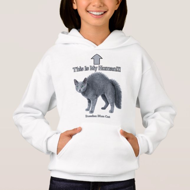 Funny Russian Blue Cat – This Is My Human Hoodie (Front)