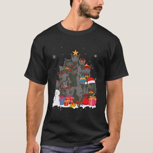 Funny Russian Blue Christmas Tree Pet Cat Lover Gi T_Shirt