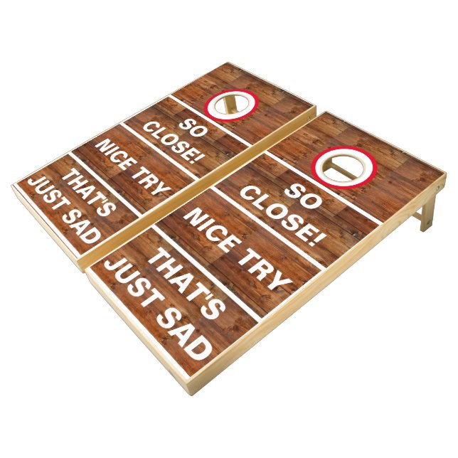 Funny Rustic Dark Wood Cornhole Set (Angled)