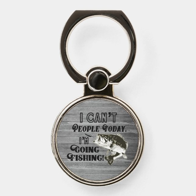 Funny Rustic Fishing Hobby Sports Bass Fish Quote Phone Ring Stand (Front)