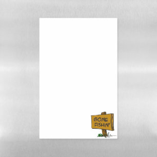 Funny Rustic Fun Gone Fishin Expressions Logo Magnetic Dry Erase Sheet