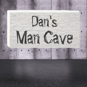 Funny Rustic Man Cave Stone Wall Wooden Box Sign