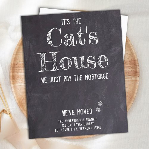 Funny Rustic Weve Moved Cat Pet Moving Announcement Postcard