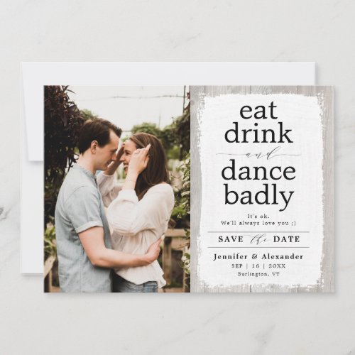 Funny Rustic Whitewashed Barn wood Photo Save The Date