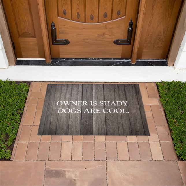Funny Rustic Wood Dogs Are Cool Doormat (Outdoor)