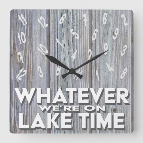 Funny Rustic Wood Lake Time Square Wall Clock