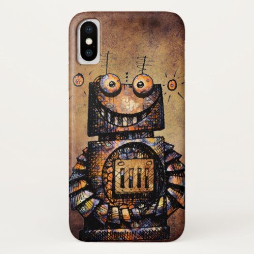 Funny Rusty Steampunk Robot iPhone X Case