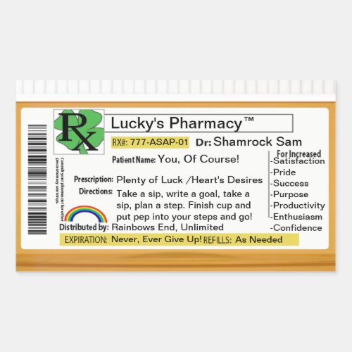 Funny RX Luckys Pharmacy Rectangular Sticker