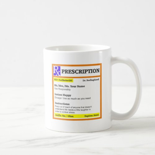 Funny rx prescription coffee mug
