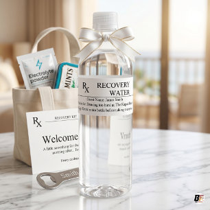 Funny Rx Prescription Hangover Recovery Wedding Water Bottle Label