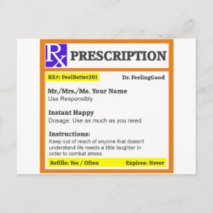 Funny rx prescription postcard