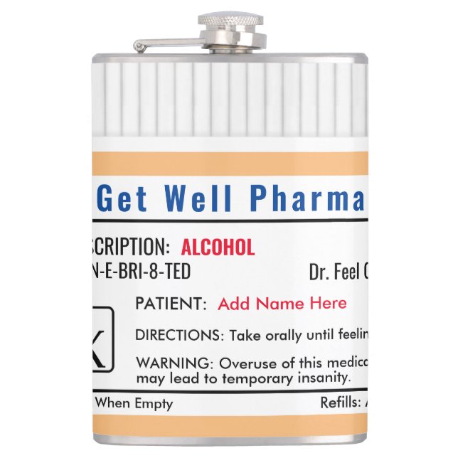 Funny RX Prescription Shot Glass Flask (Front)