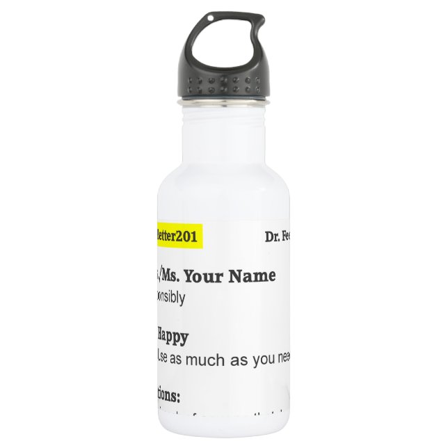 Funny rx prescription stainless steel water bottle (Front)