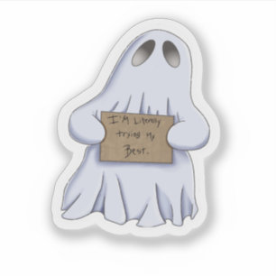 Funny Sad Ghost Sticker