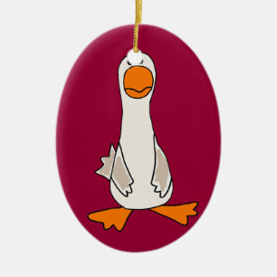 Funny Sad Goose Cartoon Ceramic Ornament