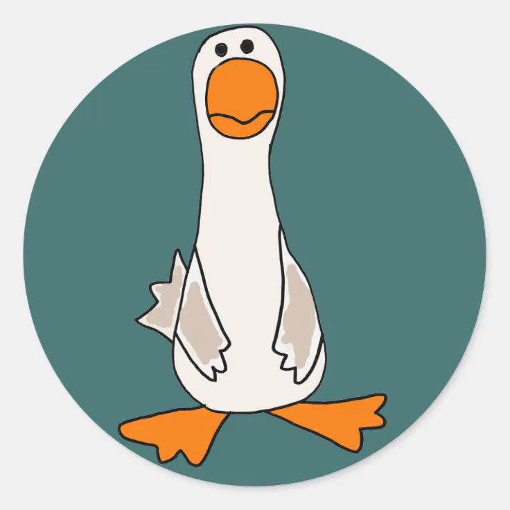 Funny Sad Goose Cartoon Classic Round Sticker | Zazzle