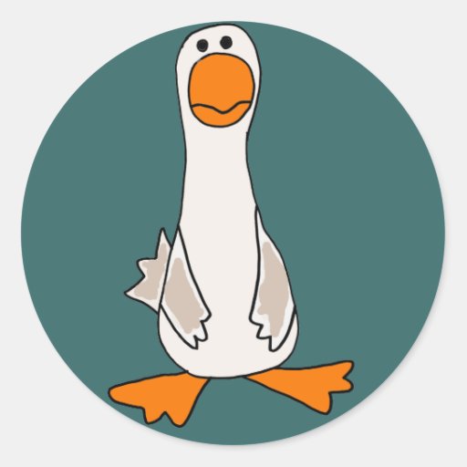 Funny Sad Goose Cartoon Classic Round Sticker | Zazzle