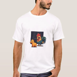Funny Sad Rooster Crying at Dinosaur Nugget T-Shirt