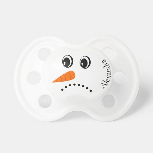 Funny Sad Snowman Face Monogrammed With Name Pacifier