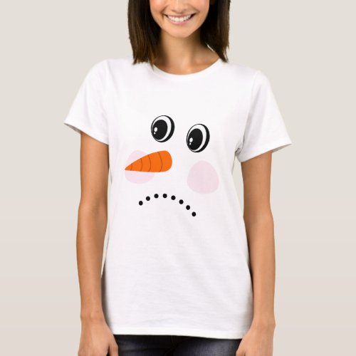 Funny Sad Snowman Face  T_Shirt