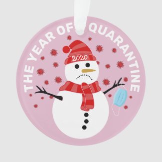 Funny Sad Snowman Quarantine Christmas Ornament