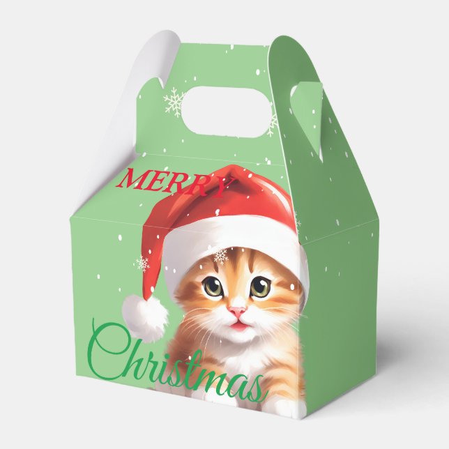 Funny Safari animals Cat Santa Christmas Costume Favor Boxes (Front Side)